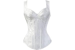 ADELCE Women's Lace up Gothic Jacquard Shoulder Straps Tank Overbust Shaper Corset Bustiers Top