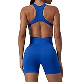 Wallace Athletics Short Athletic Bodysuit, Leotard Shorts - Workout Jumpsuits for Women Backless Tummy Seamless Tank Top