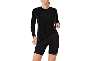 Jack Smith Womens Rash Guard 3 Piece Long Sleeve Bathing Suits for Women Zip Front Tankini Swimsuits UPF 50+