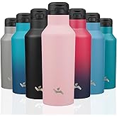 Insulated Water Bottle with Straw,17 OZ Double Wall Vacuum Stainless Steel Water Flask with 2 Lids,Pink