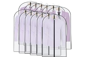 Suit Bags for Closet Storage Garment Bag (24'' x 40'' Set of 12) Clear Garment Bags for Hanging Clothes Plastic Waterproof Su