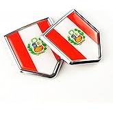 Newperlite Peru Flag Decal Sticker Car Emblem Peruvian Flag Car Decoration Accessories Chrome Shield for Truck Vehicles Cars, 2 Pack