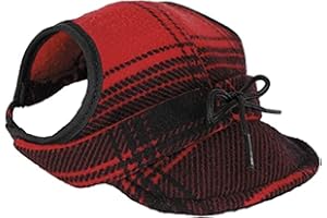 Stormy Kromer Critter Kromer Cap - Decorative Wool Pet Hat Red/Black Plaid Medium