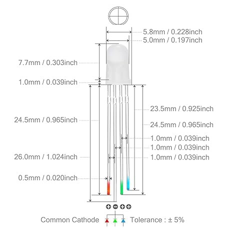 Mua Chanzon 100 pcs 5mm RGB Multicolor Diffused LED Diode Lights Common ...