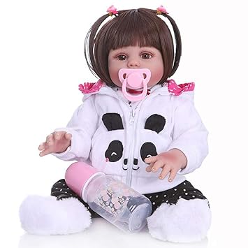 FidgetGear 48cm Simulation Newborn Girl Baby Toy with Pacifier and Nursing Bottle Soft and Safe Silicone Vinyl Play House Toy Child Comfort Helper