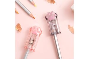 2 Pieces Cute Cat Paw Pencil Sharpener Kawaii Manual Pencils Sharpeners with Lid for Office Home School Supplies, Pink and Gr