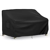 Richwon Patio Loveseat Cover Waterproof, 2-Seater Outdoor loveseat Cover, Patio Furniture Covers with Air Vent and Handles, 54W x 37D x 35H Inches, Black