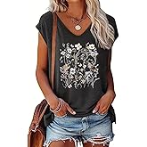 VKEGNIO Vintage Flower Tank Top Women Summer Graphic Sleeveless Tops Tank Bohemian Cute Print Casual Summer Shirts