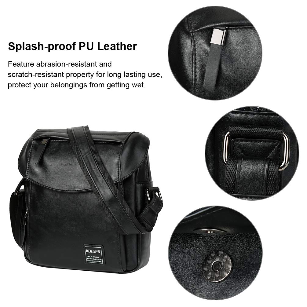 Vbiger Herren Umhängetasche Handtasche Männer Klein Herrentasche Retro Schultertasche Kleine Tasche Herren Schwarz
