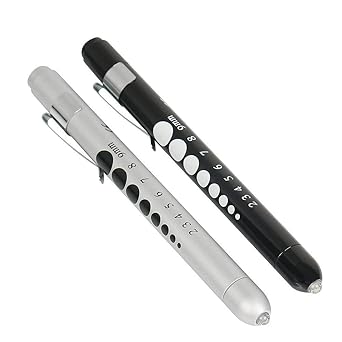 Medizinische Diagnostik Penlight (2 Packungen), CAVN Wiederverwendbare Medizinische LED Penlight mit Schüler Manometer für Kr