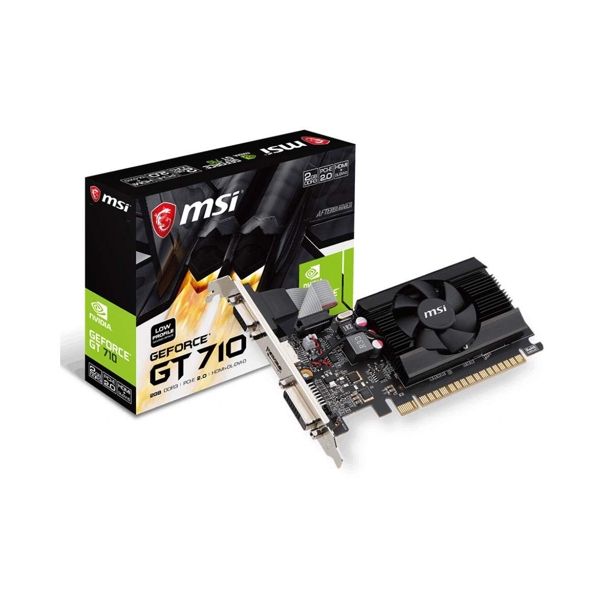MSI Gaming GeForce GT 710 2GB GDRR3 64-bit HDCP Support DirectX 12 OpenGL 4.5 Single Fan Low Profile Graphics Card (GT 710 2GD3 LP)