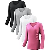 4-7 Pack Long Sleeve Shirts for Women,Moisture Wicking Shirts Long Sleeve Workout Tops for Women V Neck Hiking T-Shirts