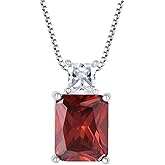 STARCHENIE Emerald Cut Birthstone Pendant Necklace for Women 925 Sterling Silver Birthday Anniversary Jewelry Gifts