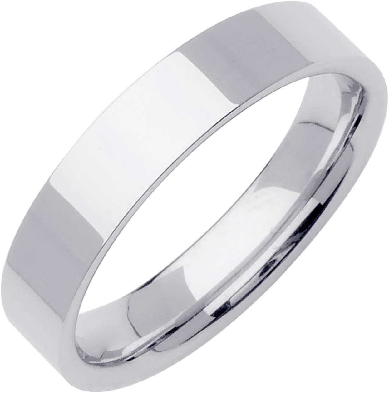 14K White Gold Traditional Top Flat Men's Comfort Fit Wedding Band (6mm)