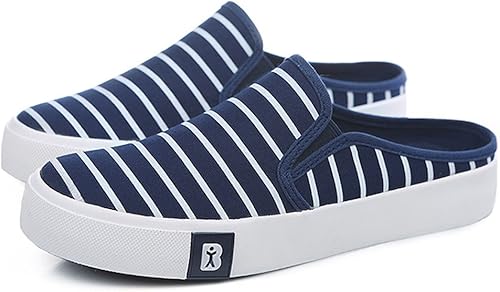 Amazon ノーブランド品 スリッポン かかとなしスニーカー ボーダー 春夏 厚底 軽量 レディース Rb507 Nx16 ブルー 22 5 ローファー スリッポン