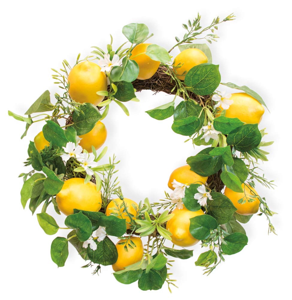 Boston International Decorative Wreath, 20-Inches, Lemons