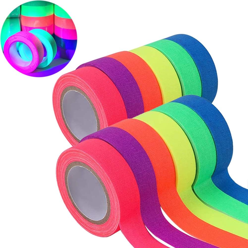 Neon Klebeband 6 Farben - UV-leuchtend, Wasserfest, Rückstandslos