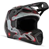 Fox Racing Unisex V1 Motocross Dirt Bike Helmet, Grey/Red, XX-Large