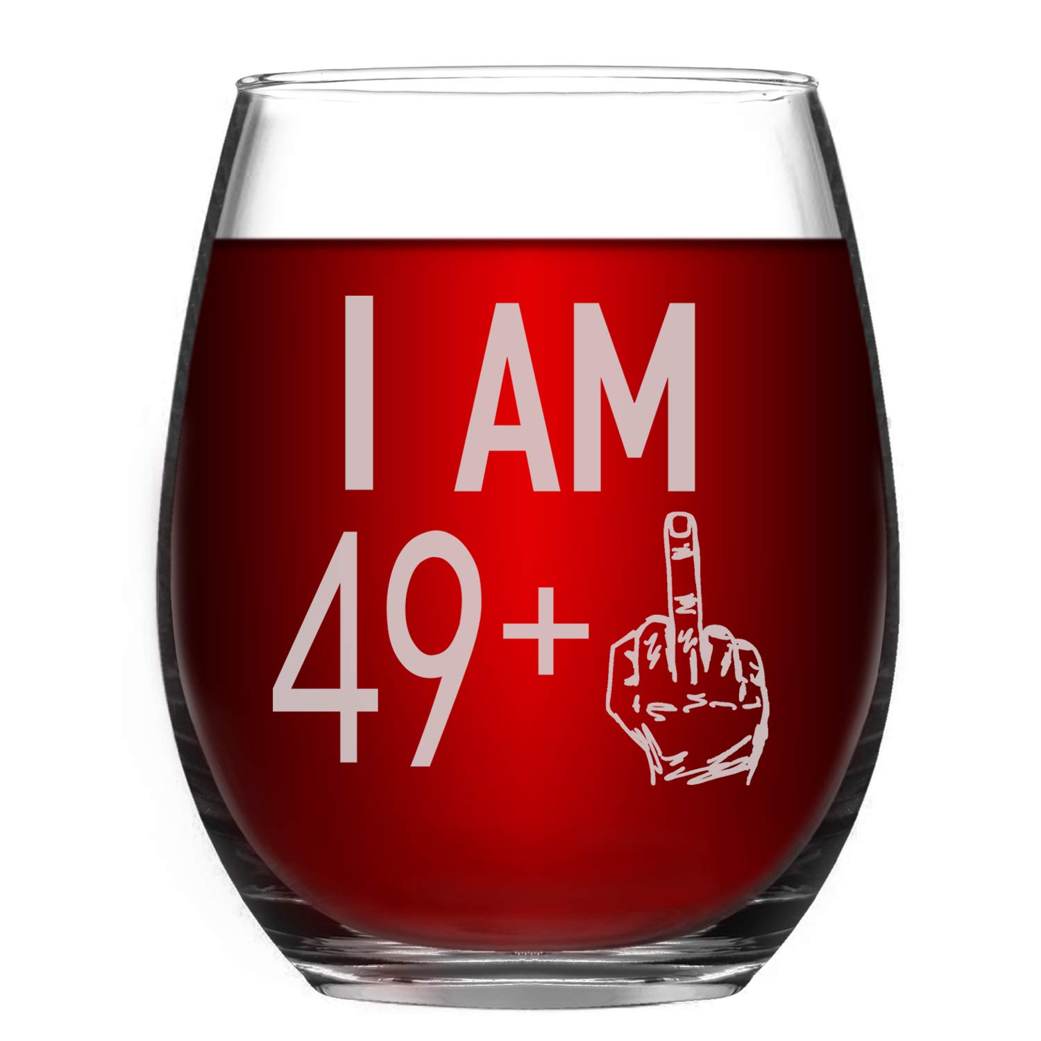 Livole 50th Birthday Gifts for Women, 15oz Stemless 49+ Pattern Birthday Wine Glass, Unique Funny Unbreakable Wine Tumbler for her, Best Friend Turning 50, Party Decoration