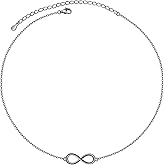 DAOCHONG S925 Sterling Silver Choker Short Dainty Necklace Black Infinity Pendant for Women Jewelry