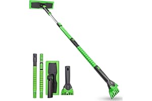 SEAAES 55 Inch Snow Broom and Ice Scraper for Windshield, Extendable Snow Brush with Foam Grip, Snow Ice Removal for SUV Truc