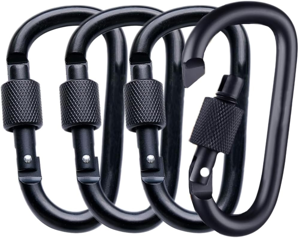 SoftcuteLee 4Pack Aluminum Carabiner D Ring Clip Heavy Duty Locking Keychain