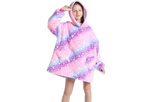 Oversized Blanket Hoodie Sweatshirt Kids, Warm Fleece Hooded Sweater with Pockets for Boys Girls One Size Fits 7-14T
