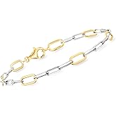 Ross-Simons Sterling Silver and 18kt Gold Over Sterling Paper Clip Link Bracelet
