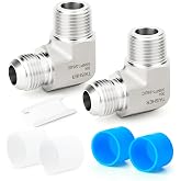 TAISHER 2PCS Forging of 304 Stainless Steel 90 Degree Elbow JIC Flare Tube Fittings, 3/8" JIC Male x 3/8" NPT Male, Half Union