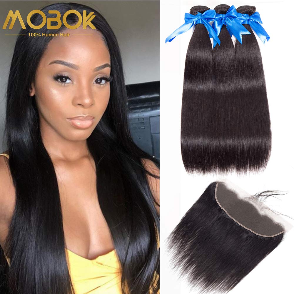 Amazon Com Mobok 8a Brazilian Straight Hair Bundles With Frontal