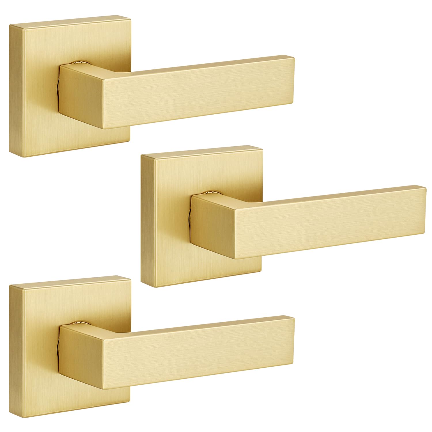 Photo 1 of EHOMEWARE 3 Pack Dummy Door Levers in Satin Brass Finish, Heavy Duty Non-Turning Interior Door Handles, Reversible Half Dummy Levers for Closet Pantry