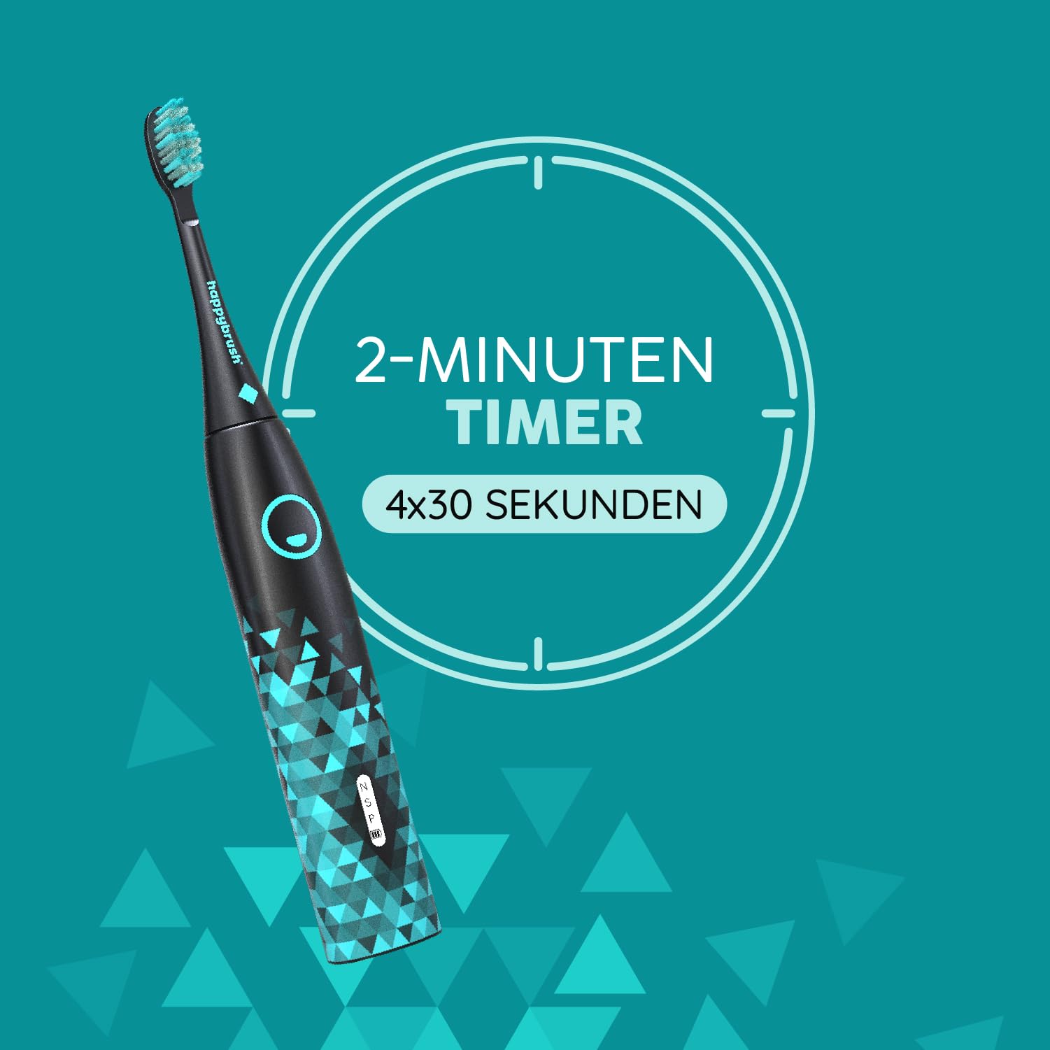 happybrush® Schallzahnbürste Eco Vibe 3 – TESTSIEGER – 100 Tage testen - Elektrische Zahnbürste mit 8 Wochen Akku – Ultraschall Zahnbürsten – 2 Jahre Garantie - Inkl. Aufsteckbürsten - Black/Mint 8