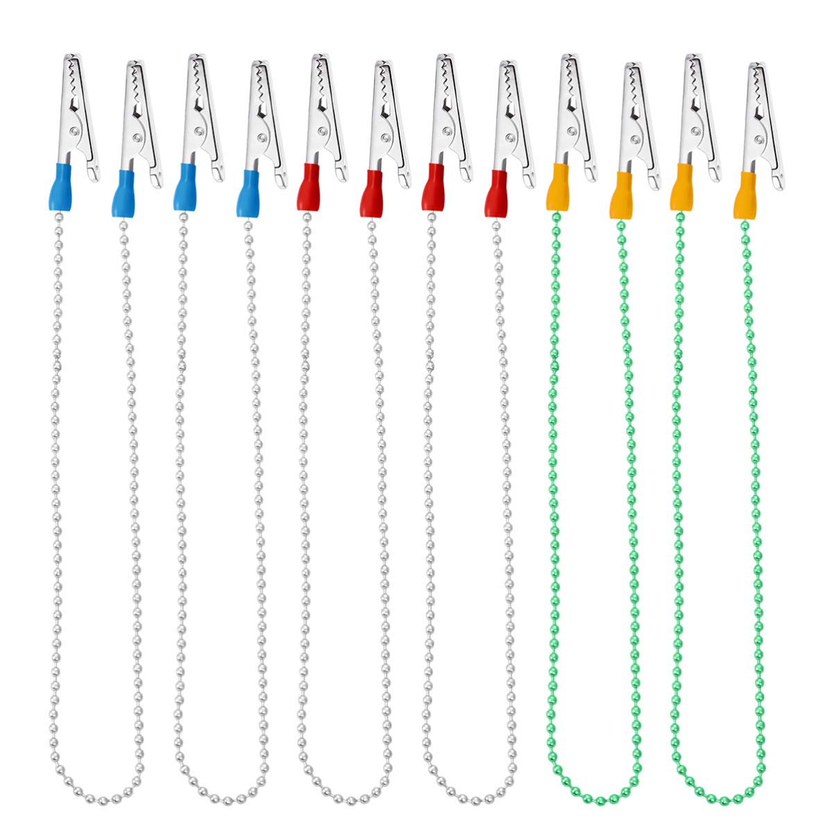 IMIKEYA 6pcs Metal Neck Strap Ball Chain Clips Flexible Clips Napkin Holder for Elderly Adult and Uses Random Color