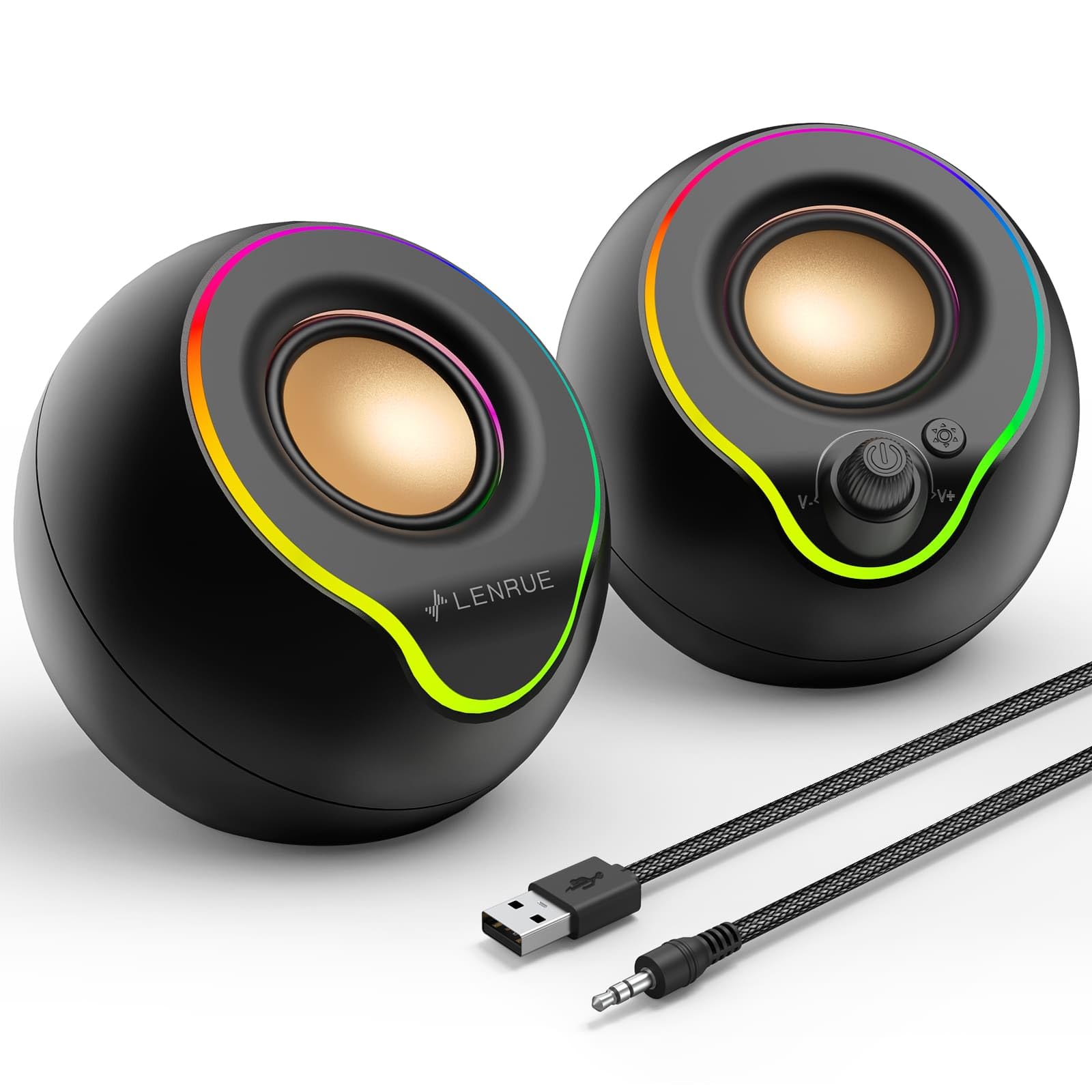 Mua Computer Speakers, PC Speakers with Colorful Lights Button, Volume ...