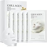 feisou Collagen Face Masks Skincare 5 Pack | Deep Hydrating Collagen Sheet Mask, Hyaluronic Acid Moisturizing, Intense Hydration for Dry Skin, Soothing Face Pack,Self Care Gifts for Women