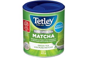Tetley Super Green Matcha Green Tea – Green Tea with Pure Matcha - 20 Tea Bags, 42 Grams, Contains Caffeine