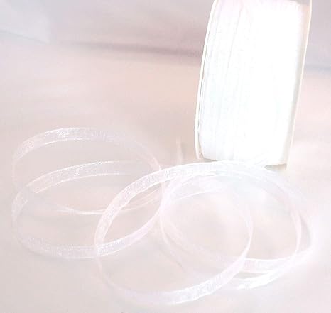 Organza / Chiffon SCHLEIFENBAND 50m x 6mm weiß weiss Organzaband Geschenkband DEKOBAND Hochzeit Antennenband