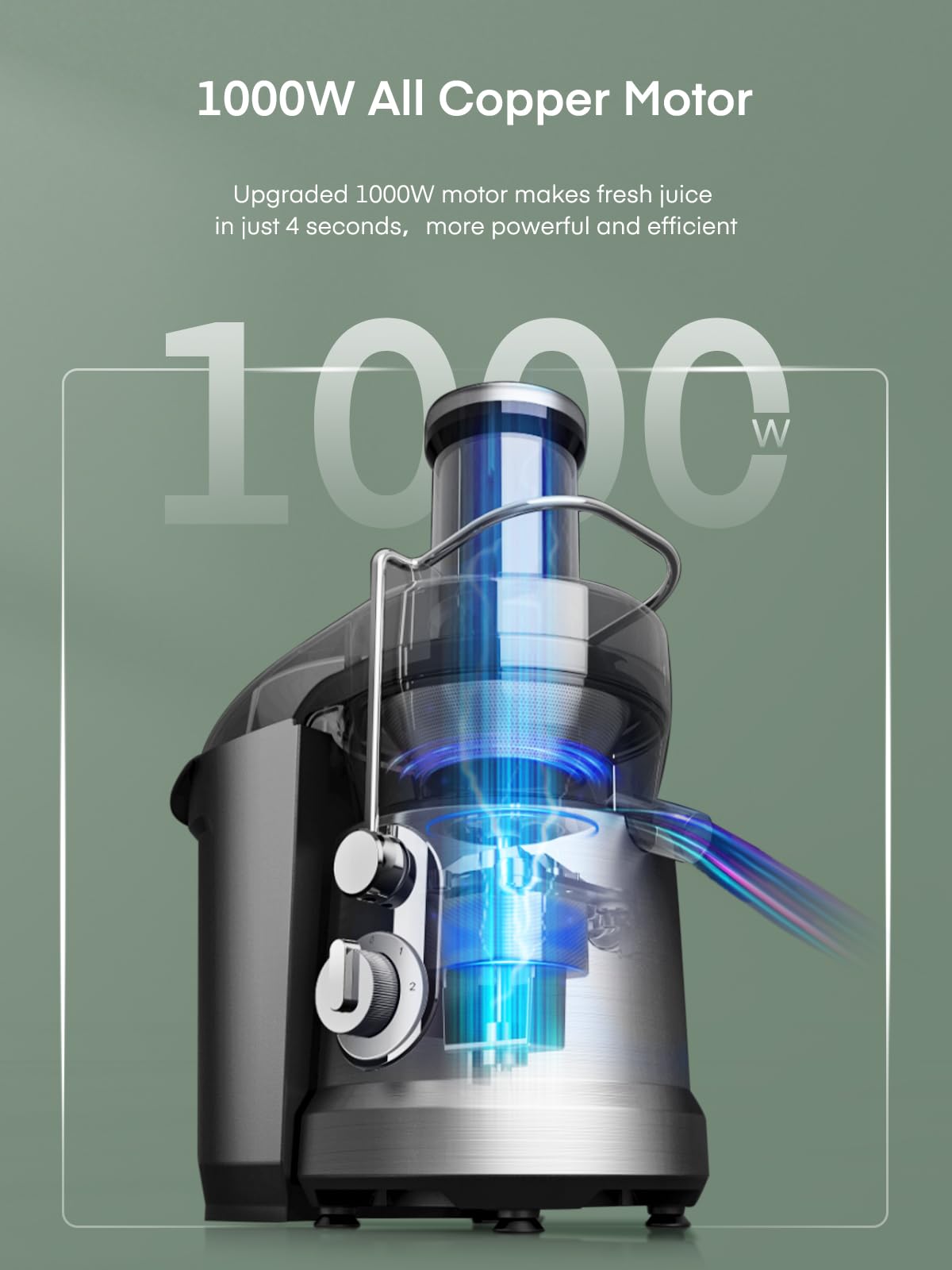 1300W Juicer Machines, Juilist Powerful Juice Extractor Machine with 3.2