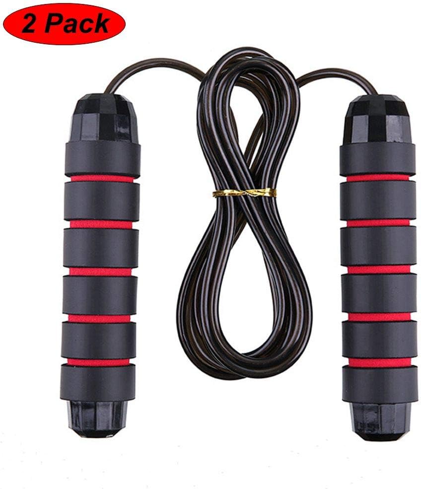 IPETSUN 2 Pack Skipping Rope - Tangle-Free Ball Bearings Rapid Speed Adjustable Jump Ropes with 6.3” Memory Foam Handles for Men, Women, Ideal for Aerobic Exercise