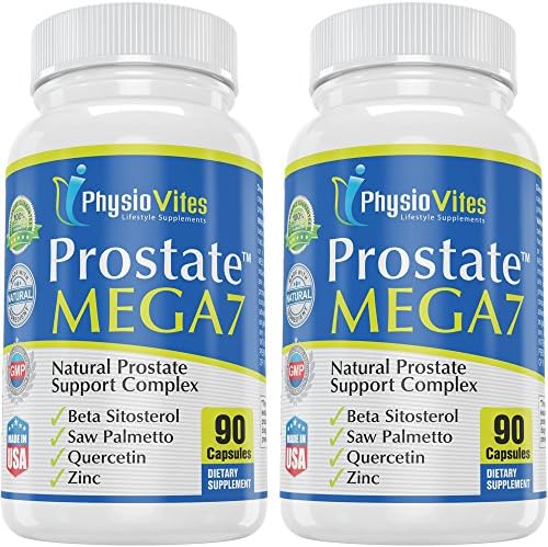 Prostate Mega7 Super Prostate Health With Beta Sitosterol, Saw Palmetto, Quercetin PhysioVites Prostate Mega7 New 180 Capsules 2 Bottles