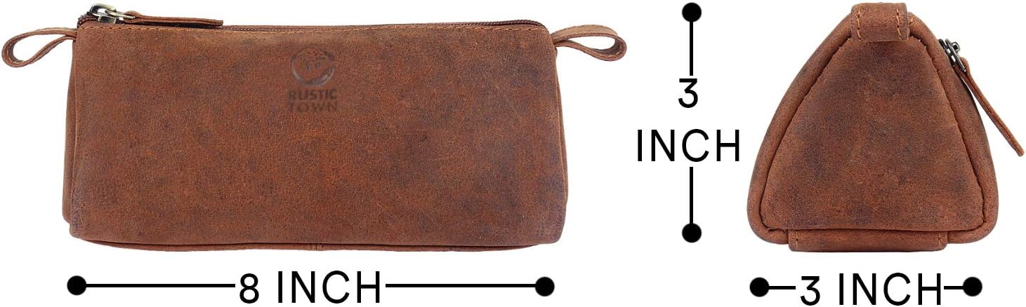 Leather Pencil Case - Full Grain Leather Zippered Pen Pouch - Stationery Bag Pen Holder for Work & Office - Image 3
