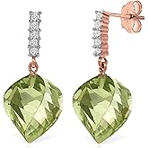 Galaxy Gold GG 14k Solid Gold Cheliers Earrings Diamonds Briolette Twisted Green Amethysts