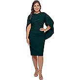 Betsy & Adam Womens Plus Size Cowl Neck Midi Scuba Crepe DressSpecial Occasion Dress