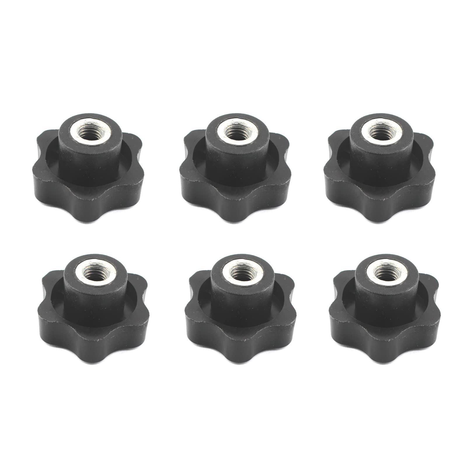 6Pcs M12 Star Hand Knob Female Thread Hand Tightenging Clamping Knob Black 48mm Star Hand