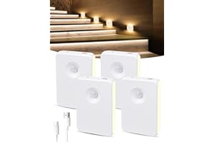 Luxvista Motion Sensor Stair Lights, 600mAh Rechargeable Light Sensor Night Light 3000K Warm White Wireless Motion Sensor Hal