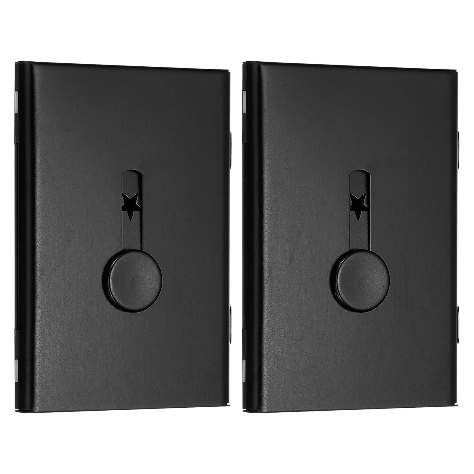 PATIKIL 2 Pcs Business Card Holder, Thumb Drive Business Card Holder Portable Business Card Holders Alloy Slide Out Card Case for Business Meeting, Black