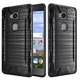 Huawei Sensa 4G LTE [Straight Talk] H710VL H715BL / Honor 5X Armor Case Heavy Duty Brushed Metal Metallic Finish Slim Fit Shock Impact Dual Layer Protection Hybrid TPU Hard Case (Black)