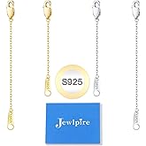 Jewlpire Necklace Extender for Women, 14k Gold Plated and 925 Sterling Silver Cable Chain Extenders for Necklaces, Jewelry Extenders for Necklaces Bracelets Anklets 4 Piece (2", 3")