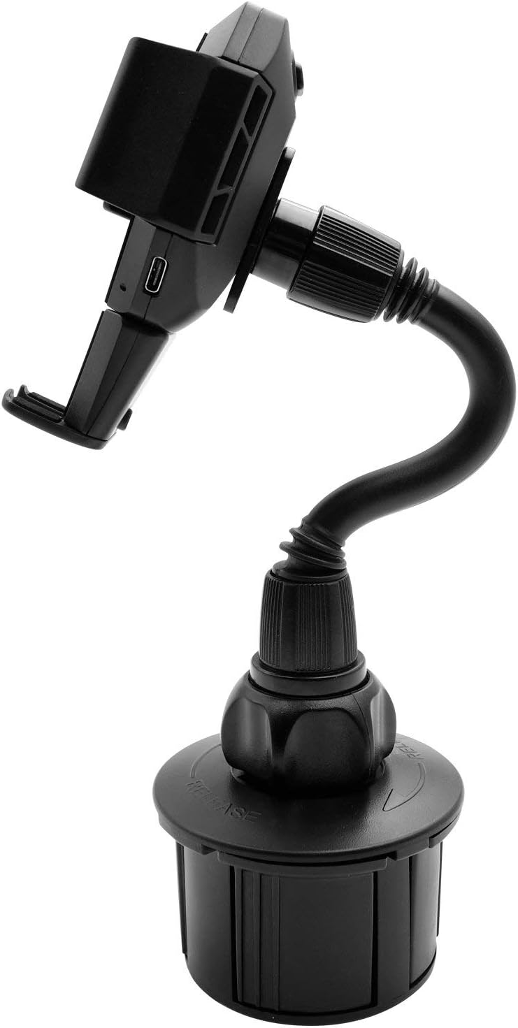 Macally MCUPXLQI Car Cup Holder Mount With 4"/10 cm Long Flexible Neck and Wireless Qi Charger for iPhone XS XR, X
