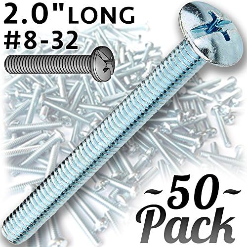 50 Count, #8-32 X 2" Phillips Pan Head Stainless Steel, Round Washer, Truss Style Machine Screws (2in)…
